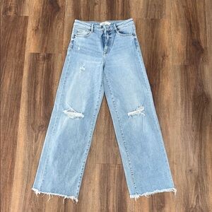 Hidden Jeans Wide Leg Size 27 High Rise Distressed Raw Hem Buckle